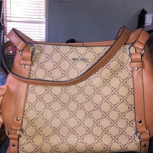 Nine West Tan and Brown Patterned Shoulder Bag